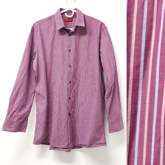 Hugo Boss Mens Striped Long Sleeve Button Down Shirt Size 16.5 Multicolor - Picture 1 of 10